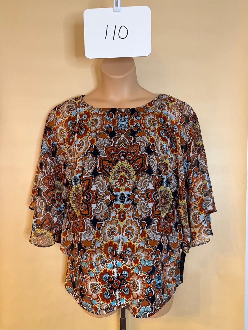 Coco Bianco Multicolor Floral Paisley Sheer Overlay Top